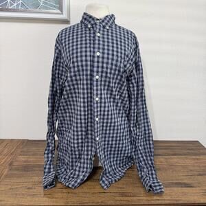 Sonoma Men's Large Tall Blue and White Checkered Button-Up Shirt